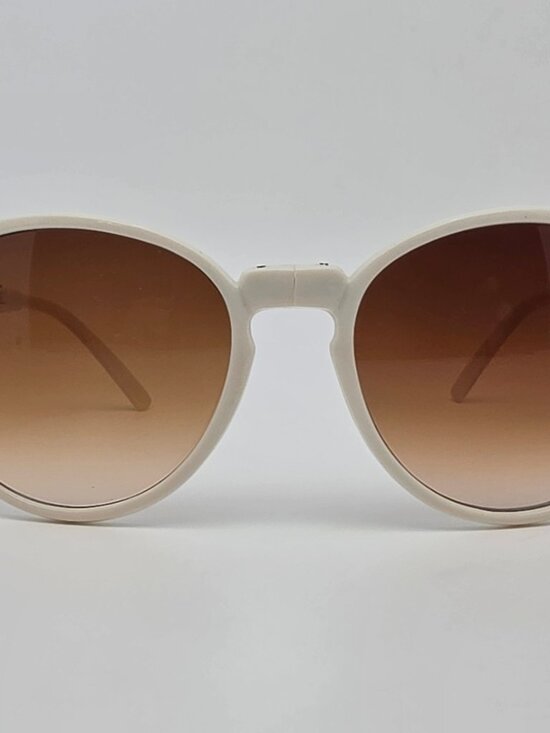 Ferarri White Frame Amber Brown Gradient Lens Folding Sunglasses w/ Case 55mm main image 2